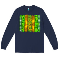 Navy saint patricks horseshoe shamrock leopard glitter brushstroke Long Sleeve Tee - Artiststas
