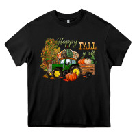 Black Happy Fall Y'all Heavy Core Tee - BundleAndBundleShop
