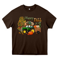 Chocolate Brown Happy Fall Y'all Heavy Core Tee - BundleAndBundleShop