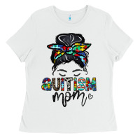 White autism mom Ladies Tee - CowhideDigitalArt