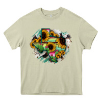 Mossy Texas Map Sunflower Cactus Serape Heavy Core Tee - RanaPortraitStore