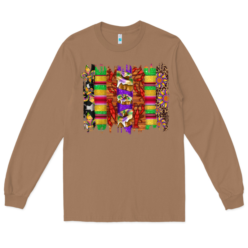 Mardi Gras Cake Fleur De Lis Crawfish Brushstrokes Long Sleeve Tee by Artiststas | Teevron