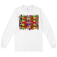 White mardi gras cake fleur de lis crawfish brushstrokes Long Sleeve Tee - Artiststas