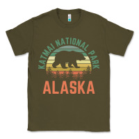 Army Green katmai national park alaska bear hiking travel nature retro pullover h Classic Tee - linhVisuals
