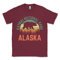 Burgundy katmai national park alaska bear hiking travel nature retro pullover h Classic Tee - linhVisuals