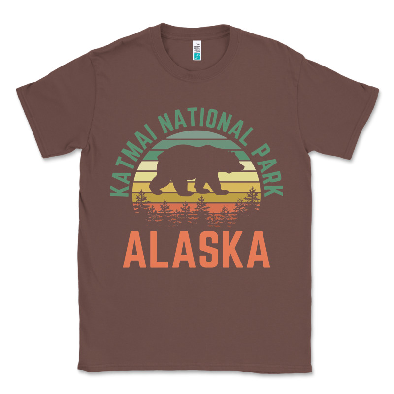 Katmai National Park Alaska Bear Hiking Travel Nature Retro Pullover H Classic Tee by linhVisuals | Teevron