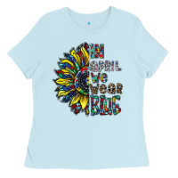 Baby Blue autism sunflower Ladies Tee - CowhideDigitalArt