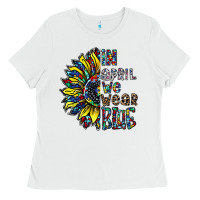 White autism sunflower Ladies Tee - CowhideDigitalArt