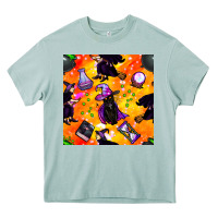 Arona halloween cat and witch seamless pattern Heavy Core Tee - BundleAndBundleShop