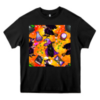 Black halloween cat and witch seamless pattern Heavy Core Tee - BundleAndBundleShop