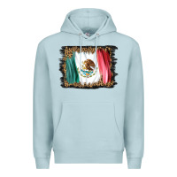 Blue Mist distressed mexico flag Premium Hoodie - BarkalooDesign
