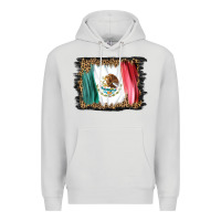 Dove Grey distressed mexico flag Premium Hoodie - BarkalooDesign