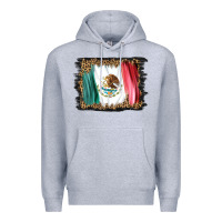 Heather Grey distressed mexico flag Premium Hoodie - BarkalooDesign
