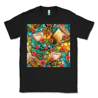 Black honey and bee coffee cup with flowers and leopard seamless pattern bbs Classic Tee - BundleAndBundleShop