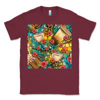 Burgundy honey and bee coffee cup with flowers and leopard seamless pattern bbs Classic Tee - BundleAndBundleShop