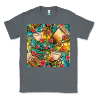 Charcoal Heather honey and bee coffee cup with flowers and leopard seamless pattern bbs Classic Tee - BundleAndBundleShop