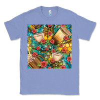 Colony Blue honey and bee coffee cup with flowers and leopard seamless pattern bbs Classic Tee - BundleAndBundleShop
