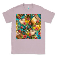 Lilac honey and bee coffee cup with flowers and leopard seamless pattern bbs Classic Tee - BundleAndBundleShop