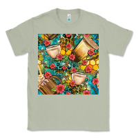 Matcha honey and bee coffee cup with flowers and leopard seamless pattern bbs Classic Tee - BundleAndBundleShop