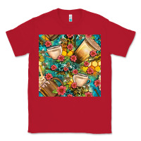Red honey and bee coffee cup with flowers and leopard seamless pattern bbs Classic Tee - BundleAndBundleShop