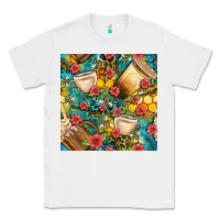 White honey and bee coffee cup with flowers and leopard seamless pattern bbs Classic Tee - BundleAndBundleShop