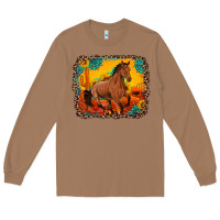 Toasted Coconut horse with sunflowers turquoise gemstone western sunset leopard backgr Long Sleeve Tee - Artiststas