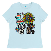 Baby Blue love autism Ladies Tee - CowhideDigitalArt