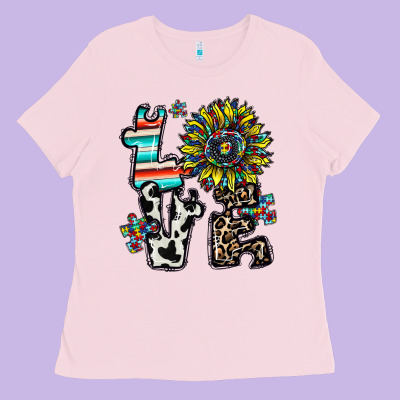 Love Autism Ladies Tee Designed By Cowhidedigitalart