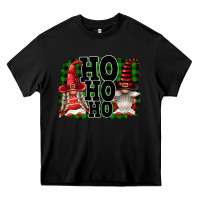 Black Ho Ho Ho Christmas Gnomes Heavy Core Tee - FaDigitalArtStudio