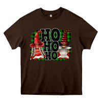 Chocolate Brown Ho Ho Ho Christmas Gnomes Heavy Core Tee - FaDigitalArtStudio