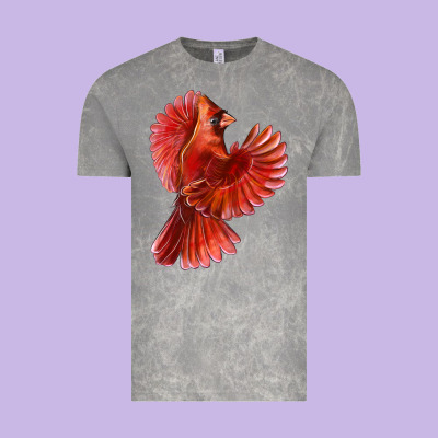 Flying Northern Cardinal Bird Vintage Tee Designed By Lillyallendesigns