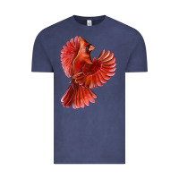 Vintage Denim Flying Northern Cardinal Bird Vintage Tee - LillyAllenDesigns