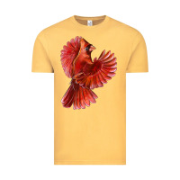 Vintage Mustard Flying Northern Cardinal Bird Vintage Tee - LillyAllenDesigns