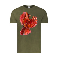 Vintage Olive Flying Northern Cardinal Bird Vintage Tee - LillyAllenDesigns