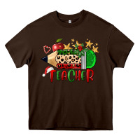 Chocolate Brown Christmas Teacher Pencil Heavy Core Tee - FaDigitalArtStudio