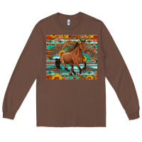 Chestnut galloping horse aztec sunflower Long Sleeve Tee - Artiststas