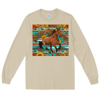 Mushroom galloping horse aztec sunflower Long Sleeve Tee - Artiststas