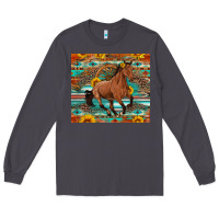 Smoke galloping horse aztec sunflower Long Sleeve Tee - Artiststas