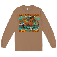 Toasted Coconut galloping horse aztec sunflower Long Sleeve Tee - Artiststas