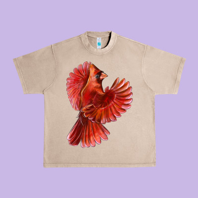 Flying Northern Cardinal Bird Urban Heavy Tee Designed By Lillyallendesigns