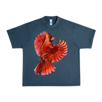 Midnight Navy Flying Northern Cardinal Bird Urban Heavy Tee - LillyAllenDesigns