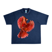 Navy Flying Northern Cardinal Bird Urban Heavy Tee - LillyAllenDesigns