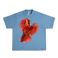 Pebble Blue Flying Northern Cardinal Bird Urban Heavy Tee - LillyAllenDesigns