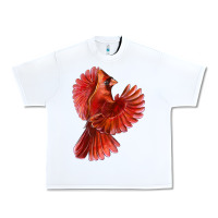 White Flying Northern Cardinal Bird Urban Heavy Tee - LillyAllenDesigns
