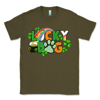 Army Green lucky dog St. Patricks Day Classic Tee - FaDigitalArtStudio