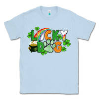 Dusty Blue lucky dog St. Patricks Day Classic Tee - FaDigitalArtStudio
