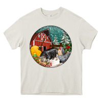 Cream Christmas On The Farm Heavy Core Tee - FaDigitalArtStudio