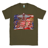 Army Green patriotic nurse certified medical assistant medilcal symbol background Classic Tee - BarkalooDesign