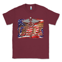 Burgundy patriotic nurse certified medical assistant medilcal symbol background Classic Tee - BarkalooDesign