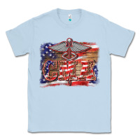 Dusty Blue patriotic nurse certified medical assistant medilcal symbol background Classic Tee - BarkalooDesign
